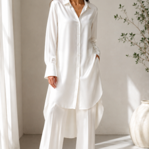 New Arrivals elegant white silk long shirt