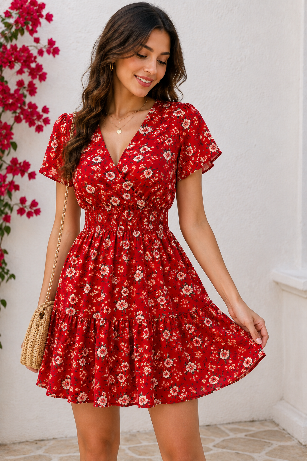 red floral short dress for women red floral short dress for women